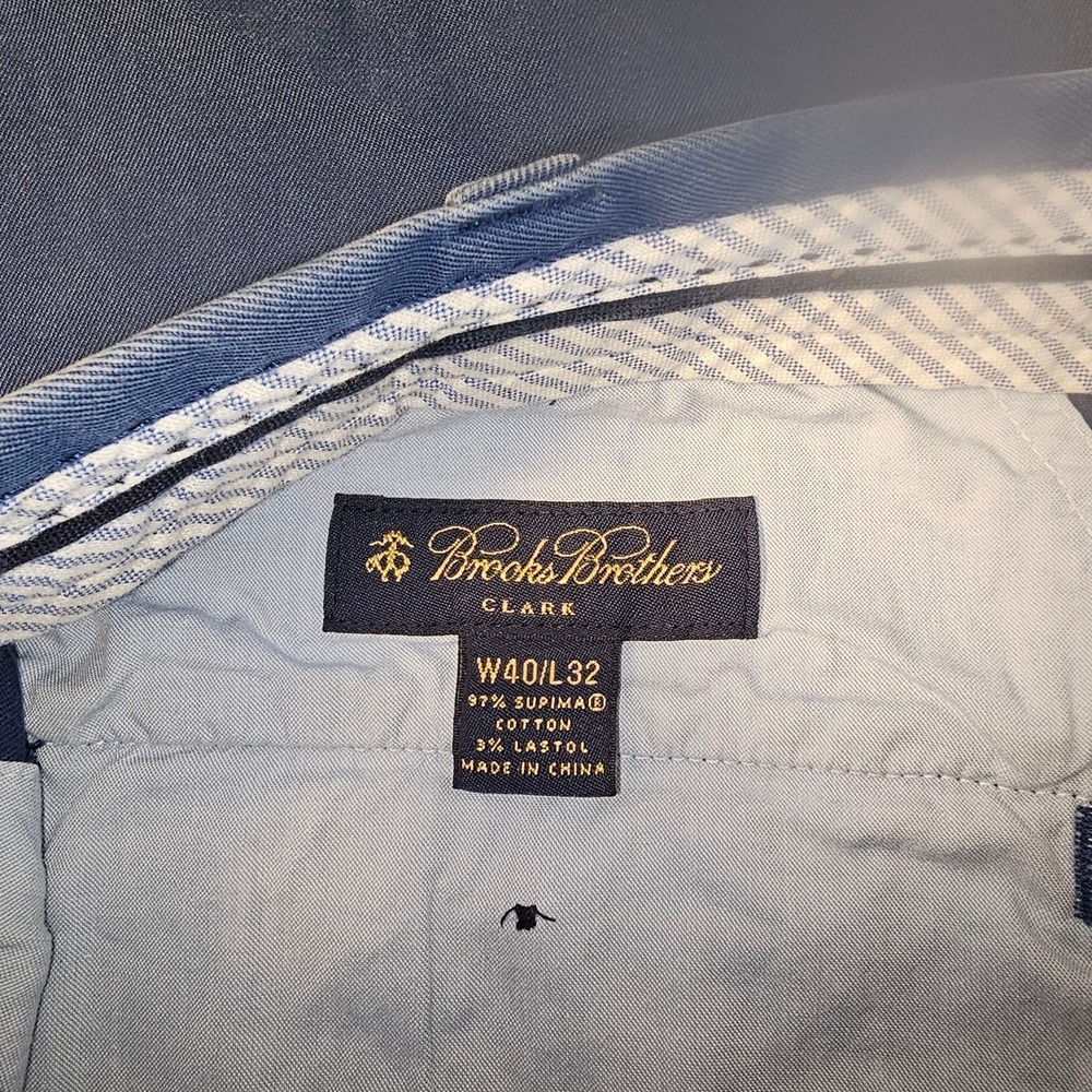 Brooks‎ Brothers Clark Dress Pants 40x32 Navy Blue Supima Cotton - Picture 3 of 9